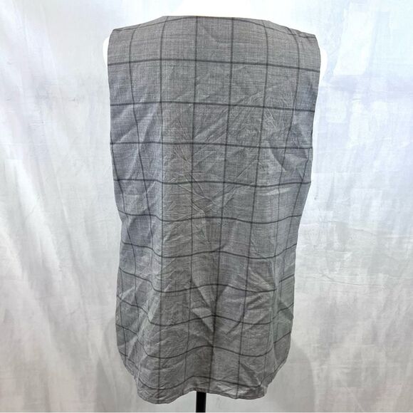 Banana Republic gray checkered ruffle top size large - Picture 4 of 6